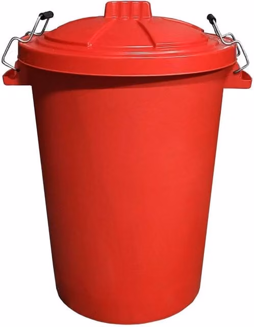 FLAVORA 80L Large Plastic Dustbin with Locking Flip Lid in Red