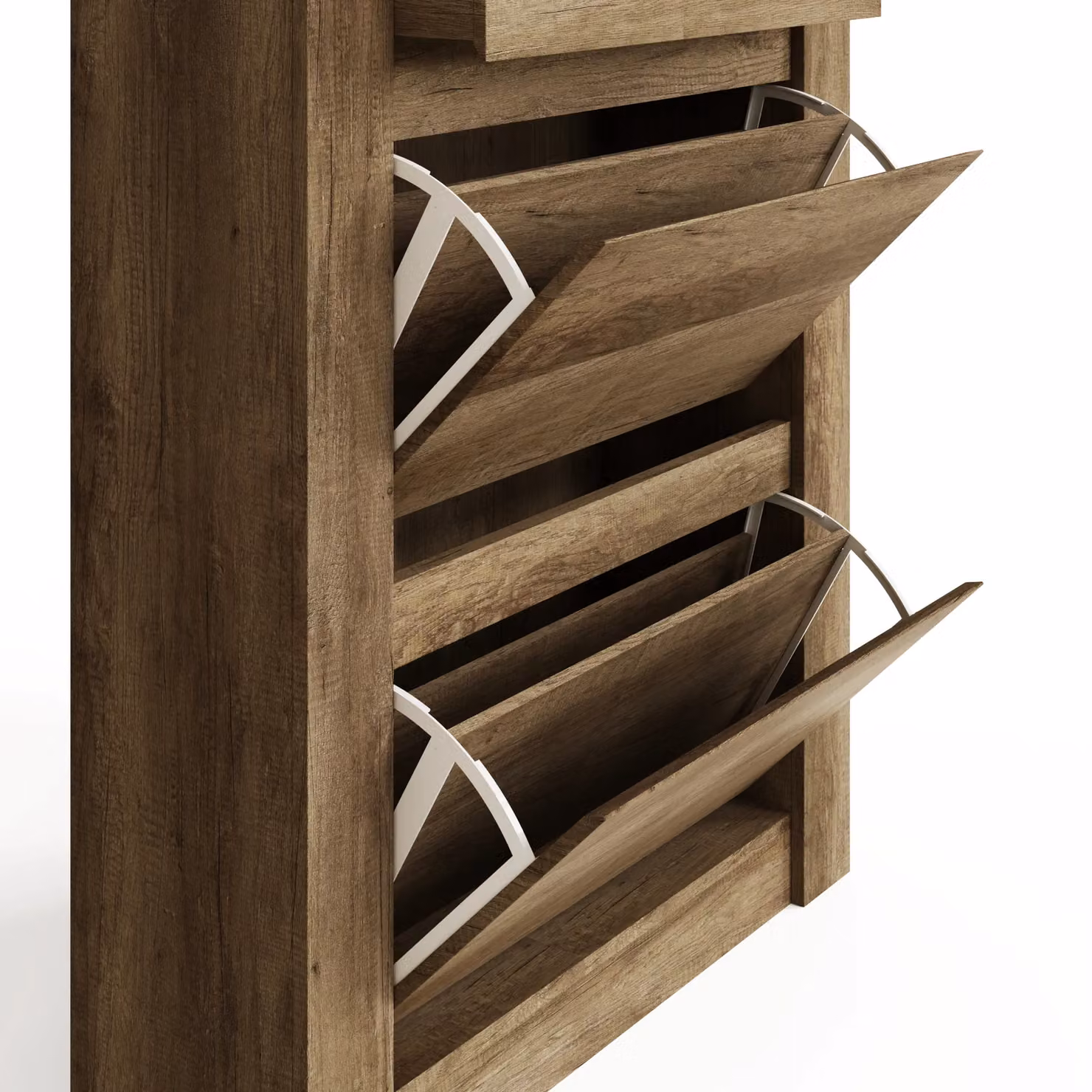 GFW Canyon Oak Modern Shoe Cabinet in Brown and Beige with 2 Doors and Tilting Compartments – 4