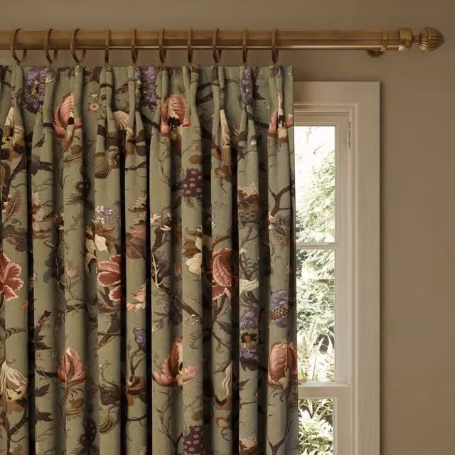 House of Hackney Artemis Organic Cotton and Linen Fabric Panel Curtain in Green