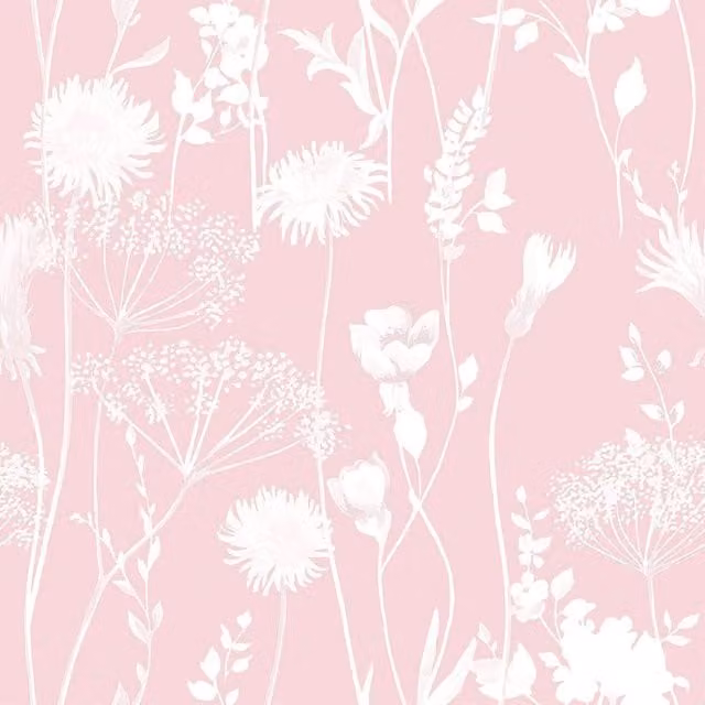 Catherine Lansfield Pastel Meadowsweet Floral Botanical Wallpaper in Pink, Green, Grey and Blue