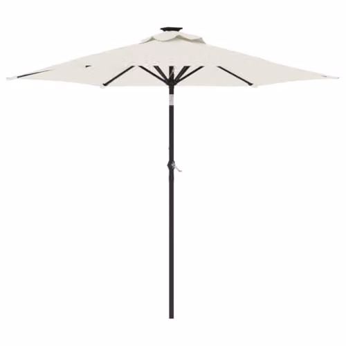 vidaXL Garden Parasol with Steel Pole and Polyester Canopy, White, W/D/H: 225 x 225 x 212 cm – 1
