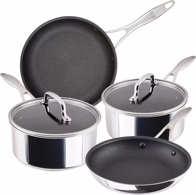 Circulon 4 Piece Stainless Steel Extreme Non Stick Frying Pan and Saucepan Set in Silver – 1