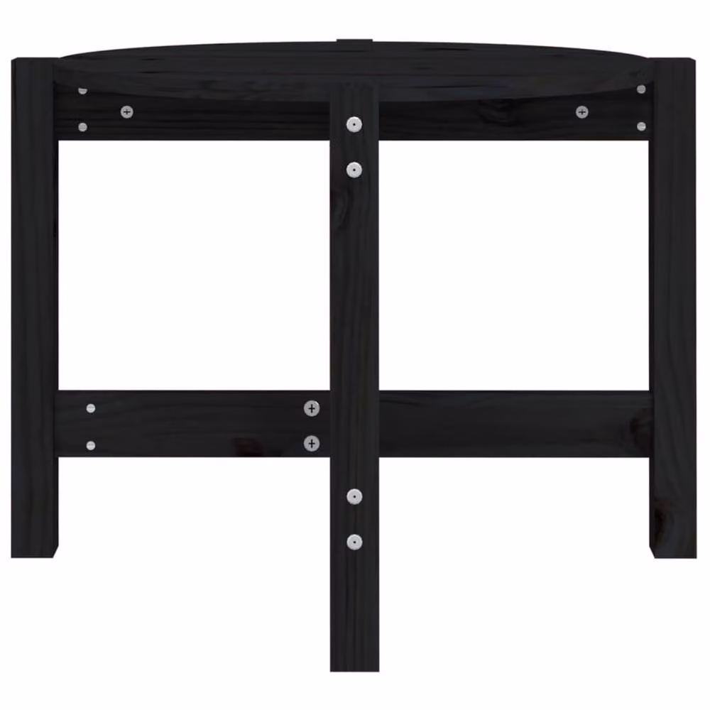Berkfield Home Round Black Solid Pine Wood Coffee Table W: 62.5 cm, H: 45 cm, D: 45 cm – 4