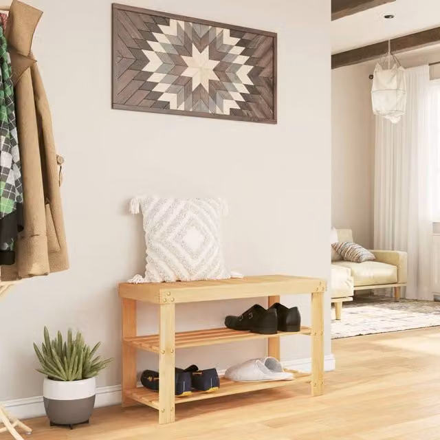Berkfield Home 3-Tier Bamboo Shoe Rack, Brown, W: 70 cm, D: 27.5 cm, H: 45 cm – 1