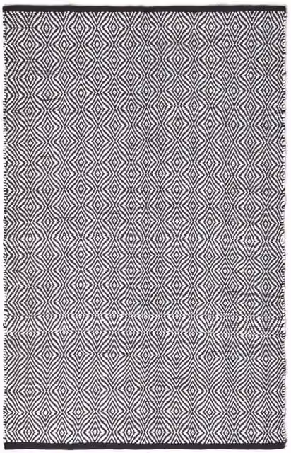 Homescapes Trance Diamond Pattern Woven Recycled Fibre Rug in Black and White, Diameter: 230 cm