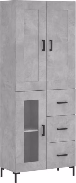 Berkfield Home Highboard in Concrete Grey, W: 69.5 cm, D: 34 cm, H: 180 cm