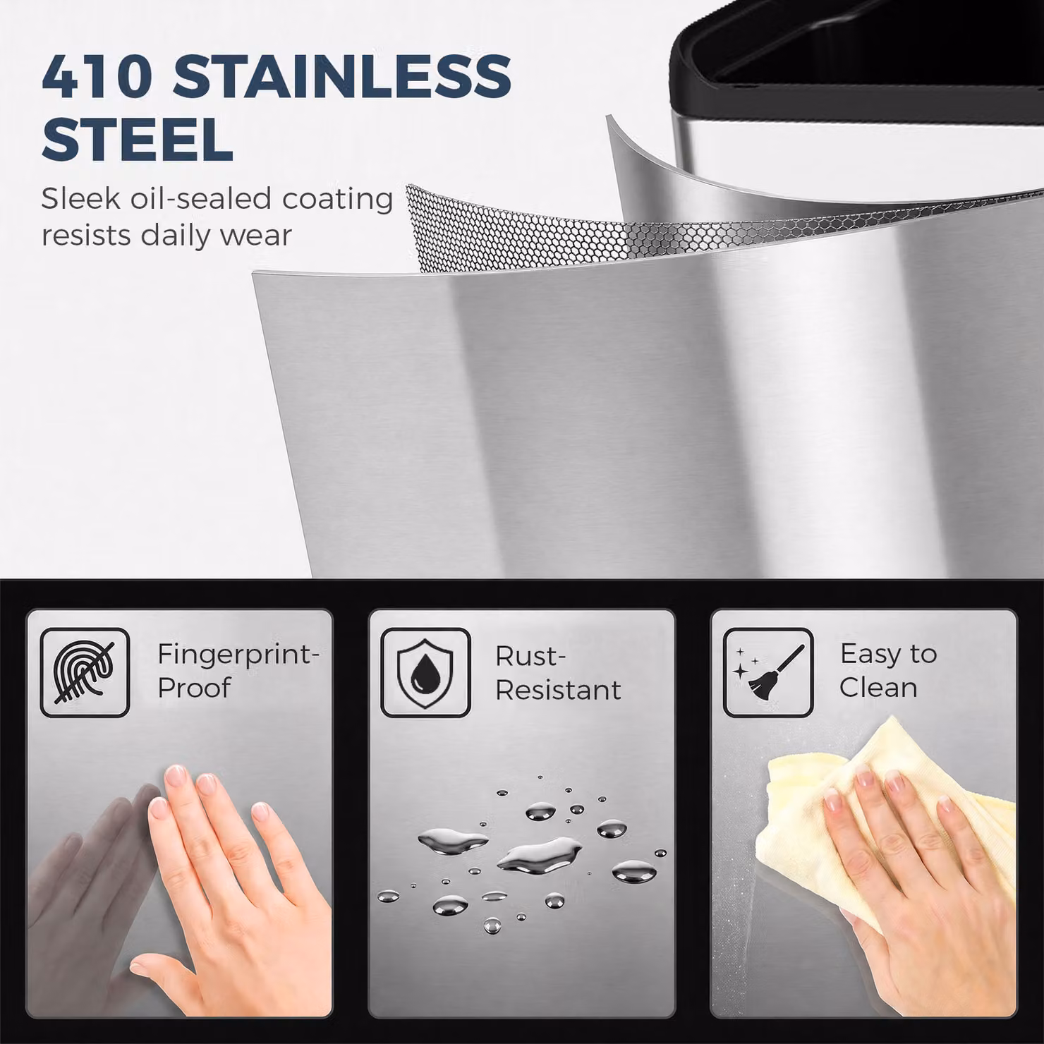 HOMCOM Double Kitchen Bin with Dual 20L Compartments, Stainless Steel Pedal Rubbish Bin with Soft Close Lids and Odour Filter, Silver Tone – 6