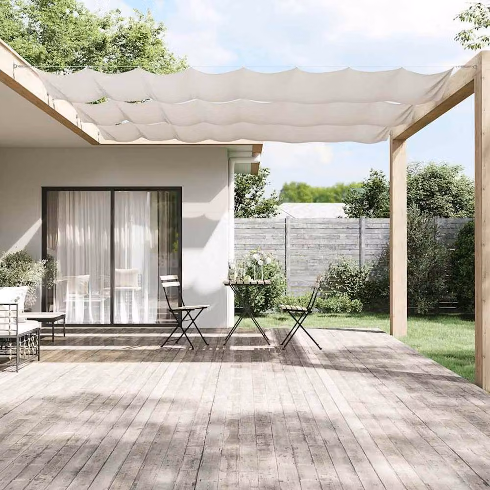 Berkfield Home Vertical Wall-Mounted Awning in White, W: 140 cm, L: 800 cm, Polyester Fabric – 2