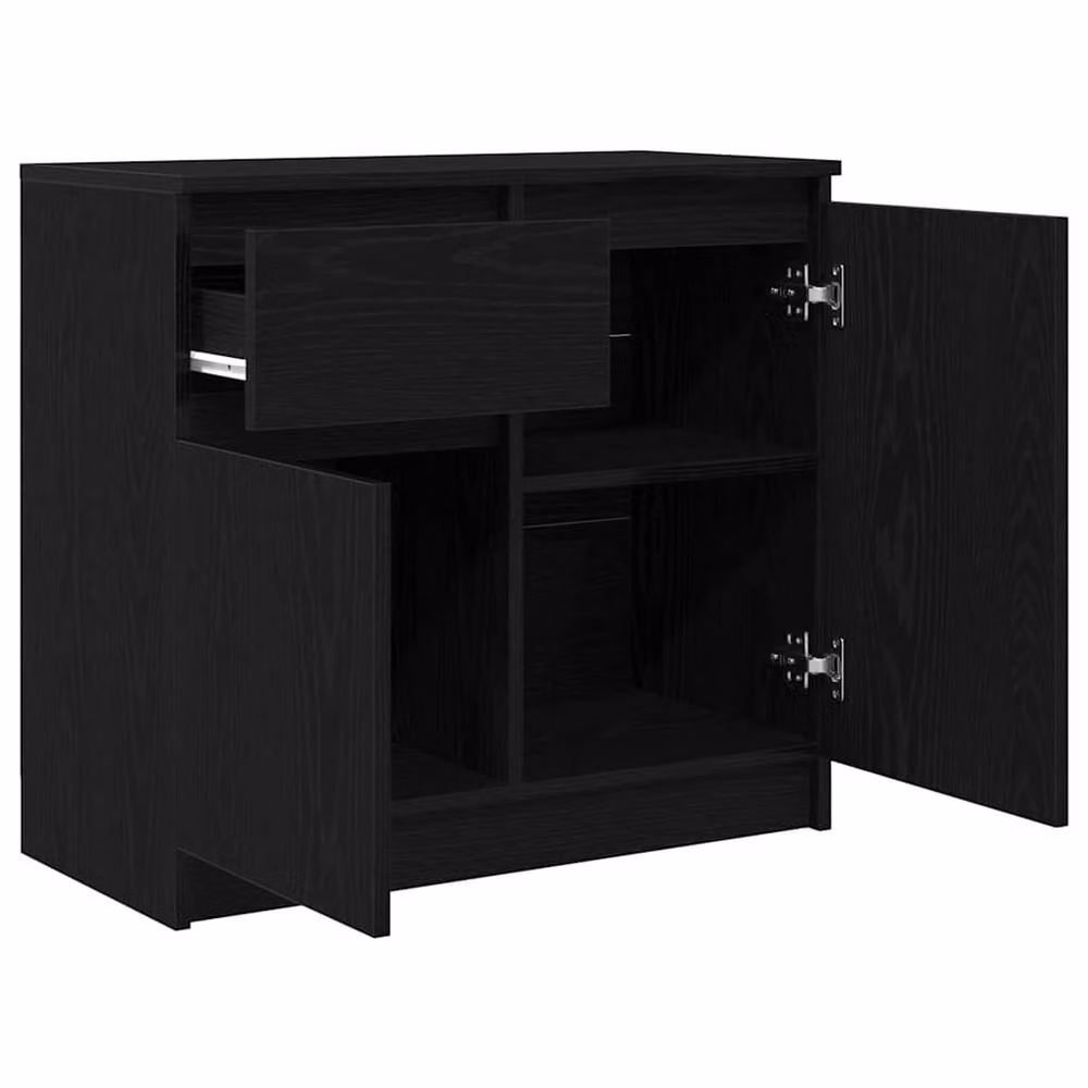 Berkfield Home Modern Sideboard with Drawer in Black Oak, W/D/H: 71 x 35 x 65 cm – 3