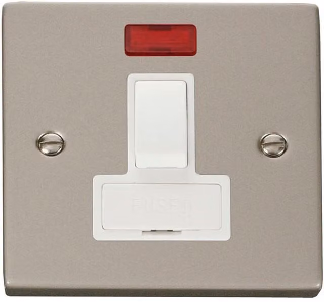 SE HOME White and Silver Surface Mounted 13A Fused Connection Unit with Switch and Neon Indicator