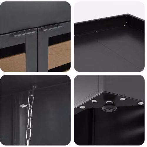 vidaXL Wheelie Bin Storage for 3 Bins, Steel, Anthracite, W/D/H: 121.5 x 42.6 x 204.0 cm – 6