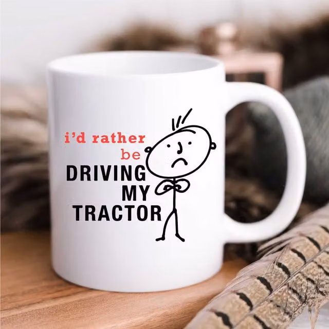 60 Second Makeover Men's I'd Rather Be Driving My Tractor Mug, White, 11oz