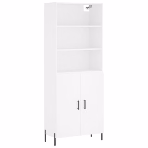 vidaXL Modern White Highboard Sideboard with Doors and Shelves in Engineered Wood