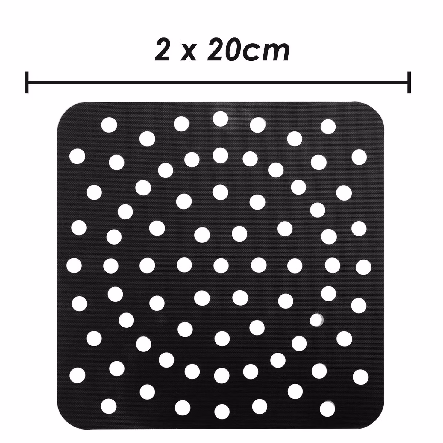 VFM e-Store Reusable Non Stick PTFE Square Air Fryer Liners, 2 Pack, Black, W/D: 20 x 20 cm – 2