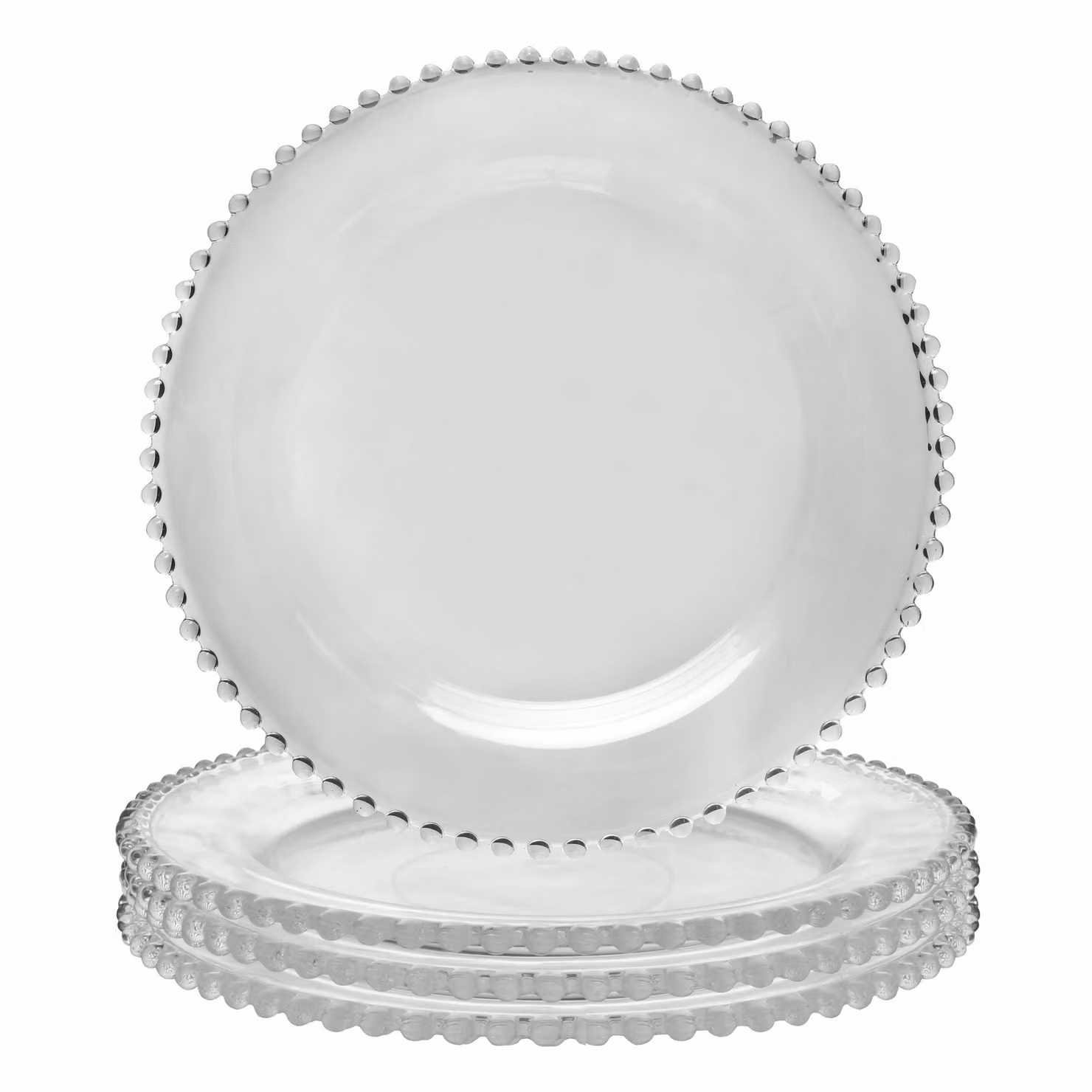 Dibor Bella Perle Set of 4 Clear Glass Dinner Plates, Diameter: 26 cm – 2