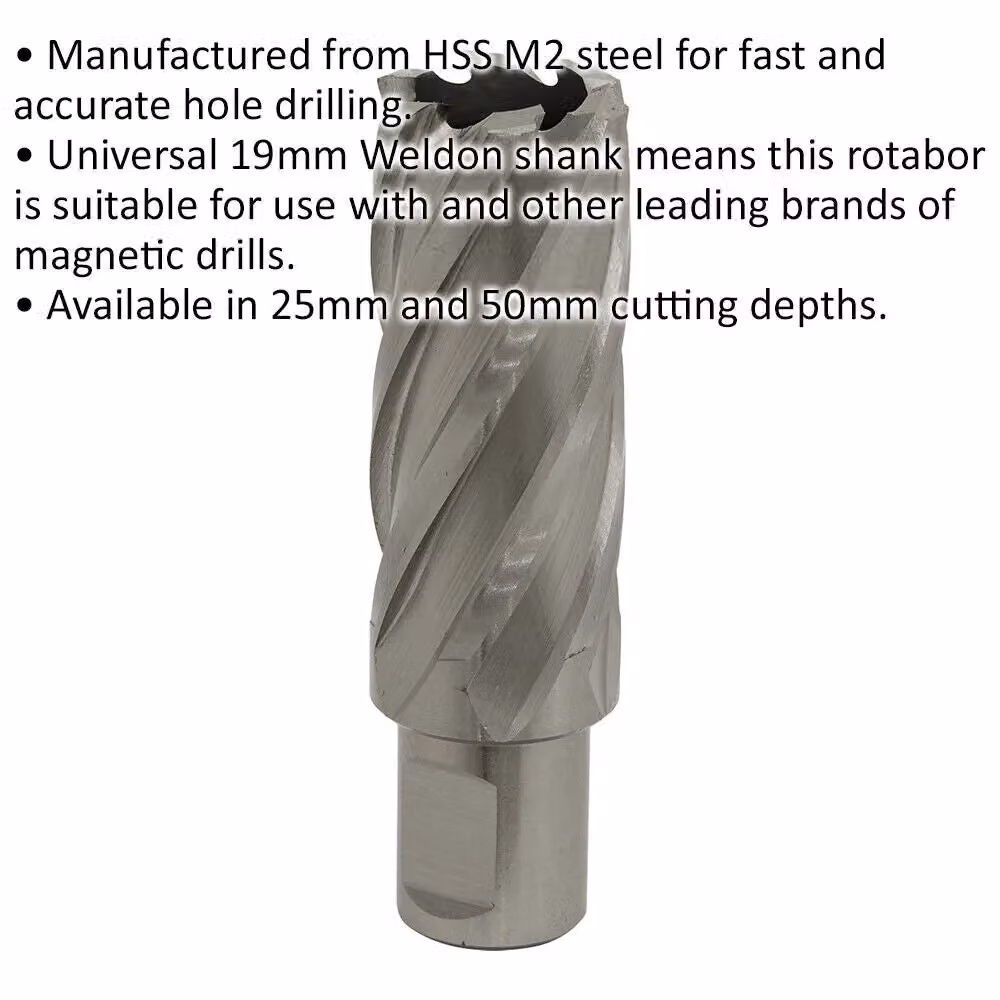 Loops M2 Steel Annular Metal Core Drill Rotabor Cutter with 19mm Shank, Silver – 2