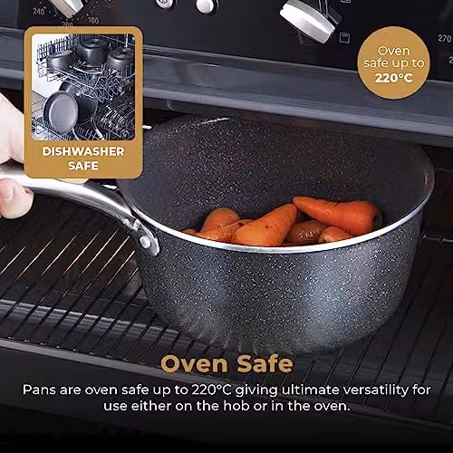 Tower Cerastone Pro 5 Piece Forged Aluminium Cookware Set with Non-Stick Ceramic Coating and Riveted Steel Handles, 18/20/22cm Saucepans and 20/24cm Frying Pans, Graphite/Anthracite, T900209 – 4