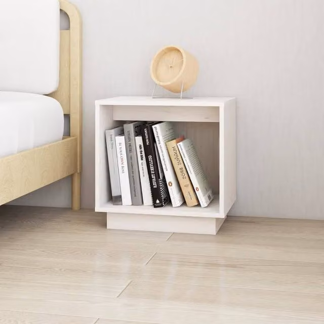 Berkfield Home Elegant Bedside Cabinets, 2 Piece Set, White Solid Pine Wood, W/D/H: 40 x 30 x 40 cm – 1