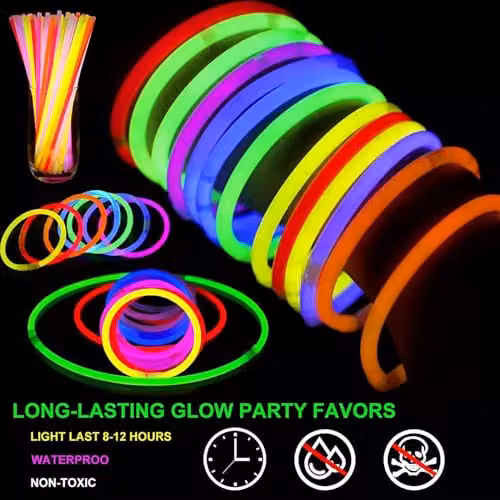 SHATCHI 100-Piece Multicolour Glow Stick Set, 20cm Neon Party Accessories for Kids – 6