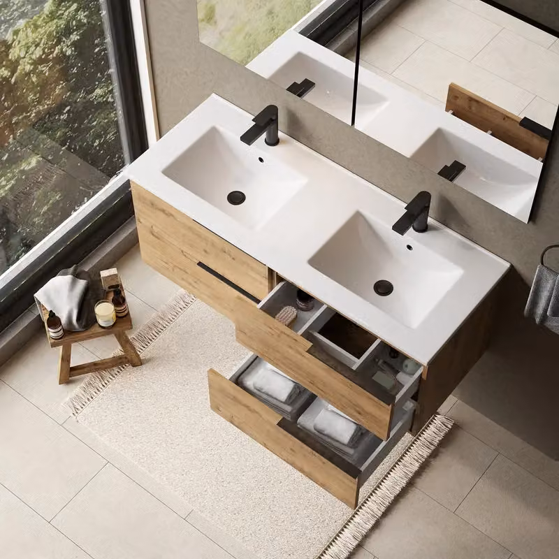 Banyetti Celtic 1200mm Wall Hung Bathroom Vanity Unit with Lira Basin in Ostippo Oak Light Oak, W/D/H: 120 x 45 x 48 cm – 3