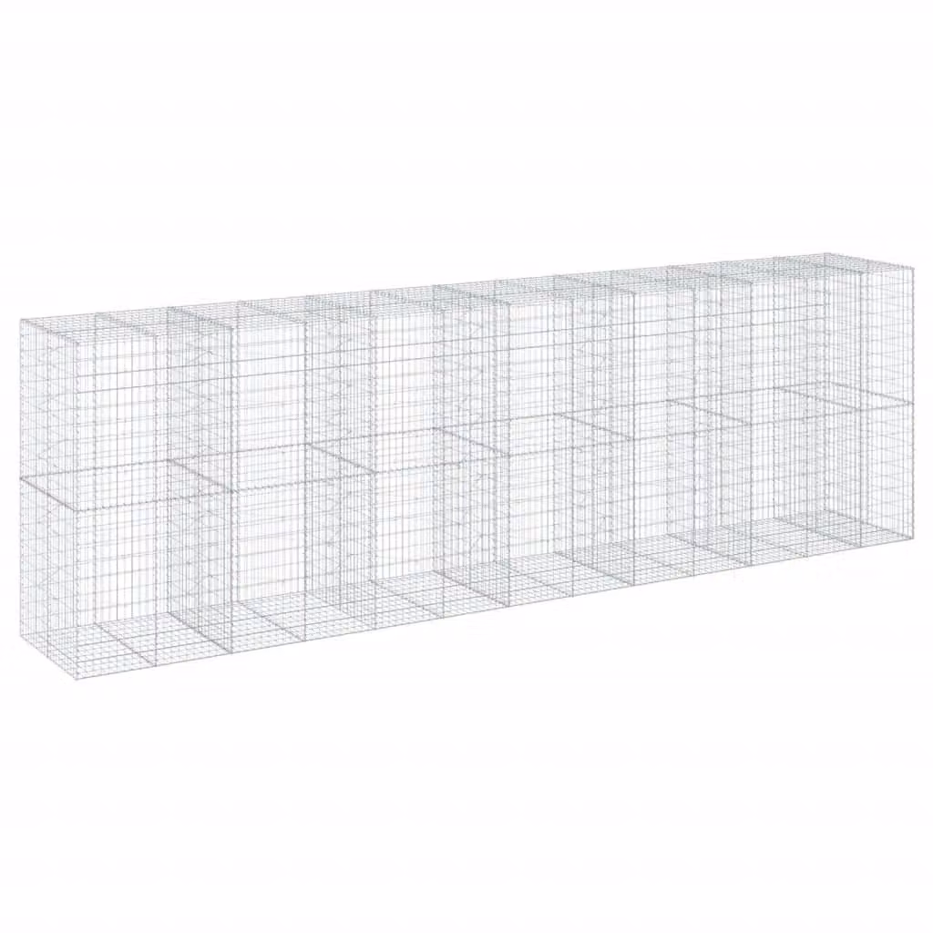 Berkfield Home Silver Galvanised Steel Gabion Basket with Cover, W/D/H: 650 x 100 x 200 cm – 2
