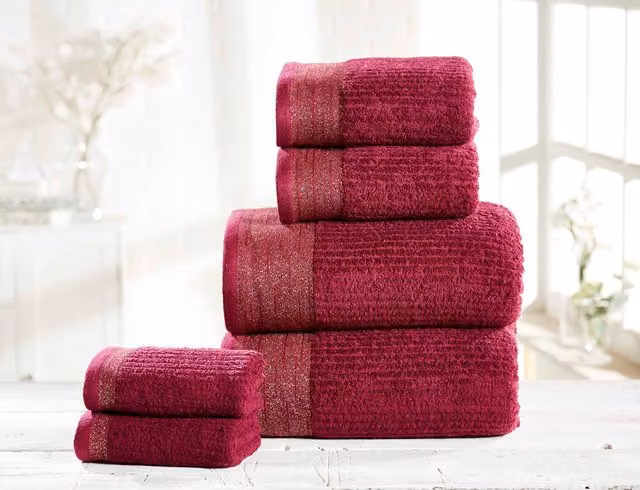 Rapport Home Mayfair Ribbed Weave 500 GSM Cotton Super Soft and Absorbent Towel in Purple
