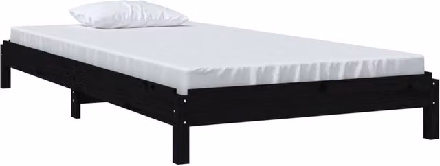 Berkfield Home Stack Bunk Bed in Black Solid Pine Wood, W/D/H: 190 x 75 x 81.5 cm