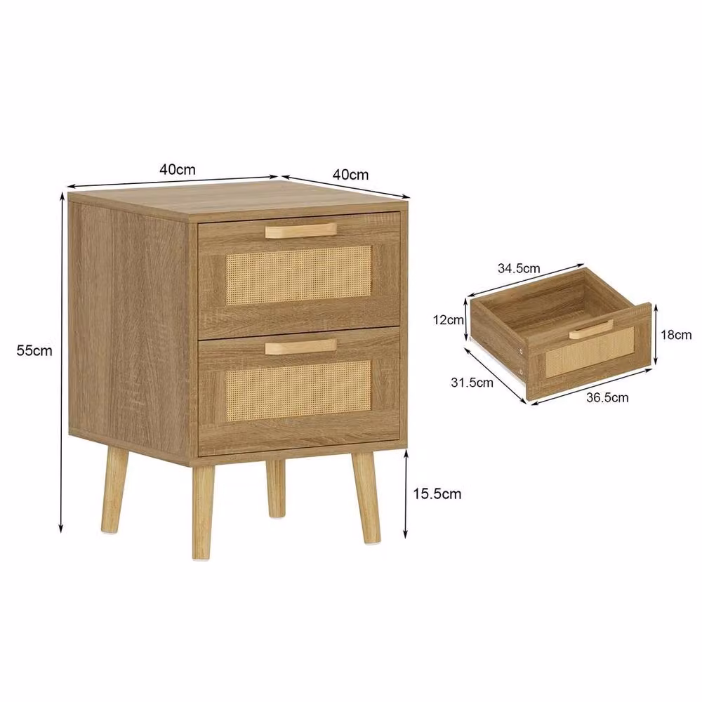 Kelvenix Modern Brown Wood Bedside Table Nightstand – 2