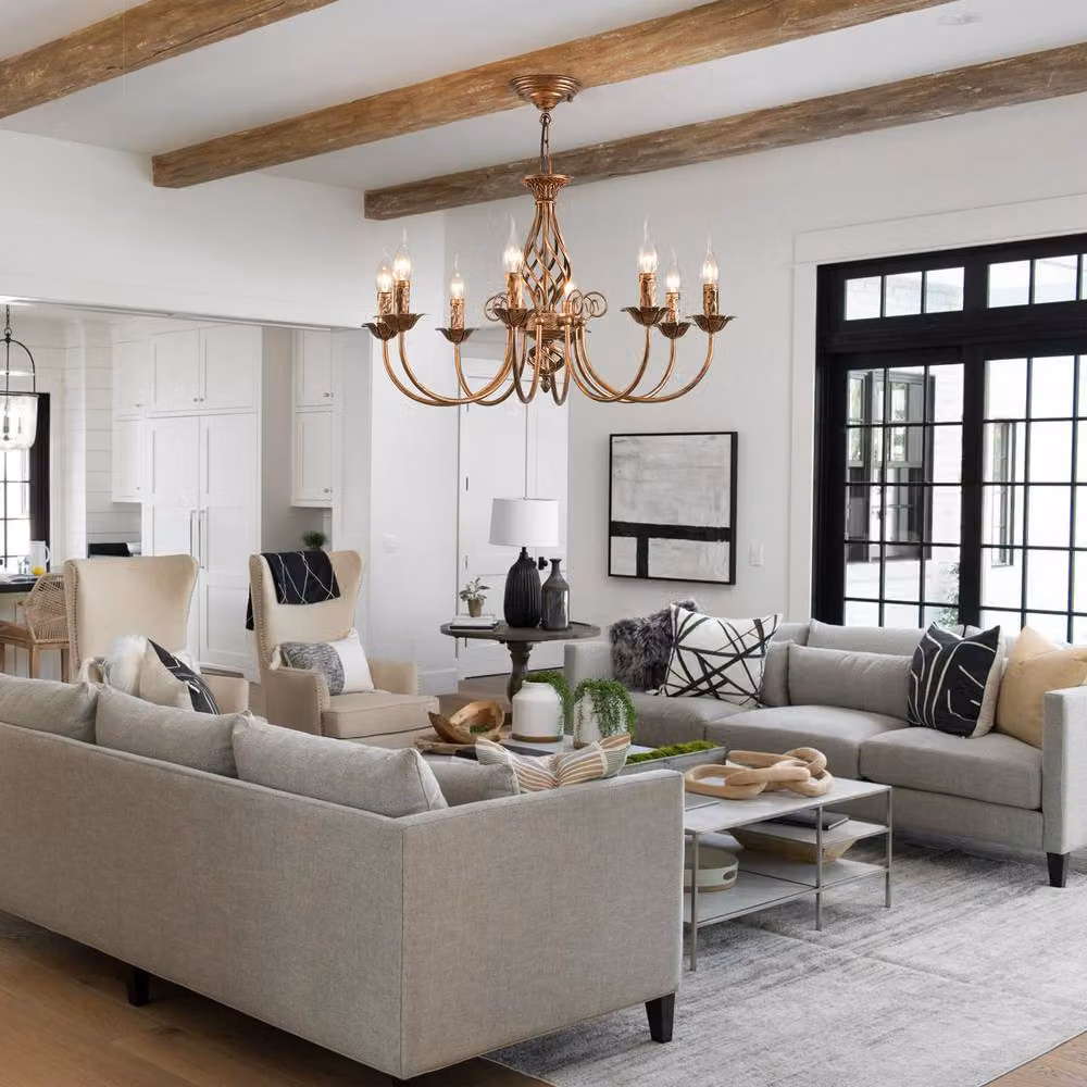 NIVOR 8-Light French Country Vintage Adjustable Bronze Pendant Chandelier – 2