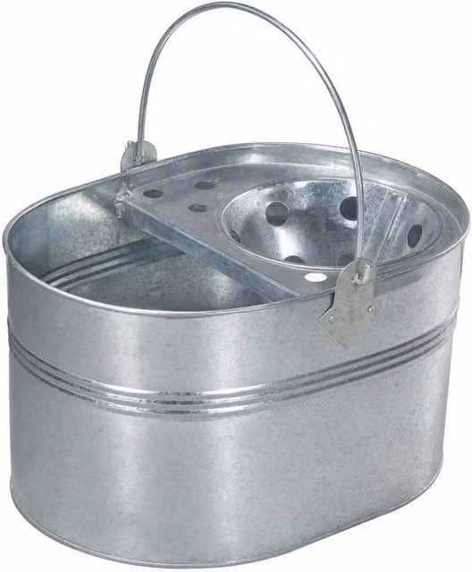 Kelvenix 14L Metal Steel Mop Bucket with Wringer in Silver – 1