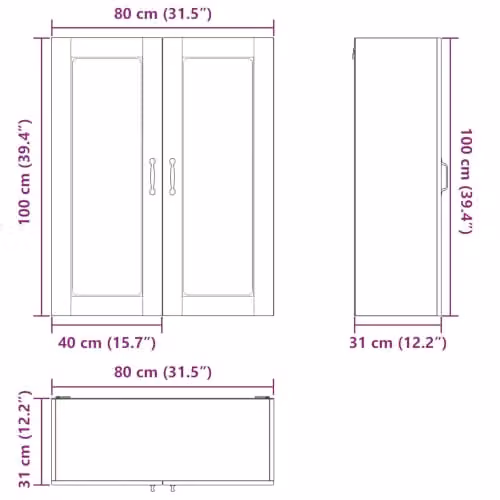 vidaXL Kalmar High Gloss Dishwasher Panel in White, W/D/H: 80 x 31 x 100 cm