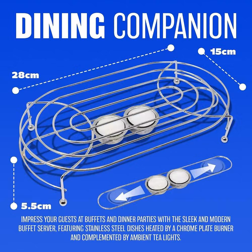 PRIMA Kitchenware Double Chafing Food Dish Warmer with Oval Plate Rack in Silver – 3