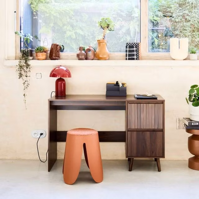 Sweekeec Scandinavian Writing Desk with 2 Drawers in Dark Brown, W/D/H: 120 x 60 x 75 cm