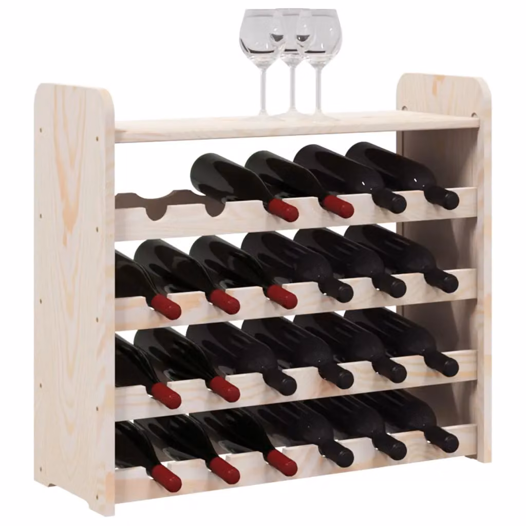 Berkfield Home Rustic Solid Wood Pine Wine Rack with Top Board, Brown, W/D/H: 67.5 x 25 x 60 cm – 4