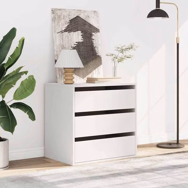 Berkfield Home Classic Corner Chest of Drawers in White, W/D/H: 60 x 41 x 58 cm