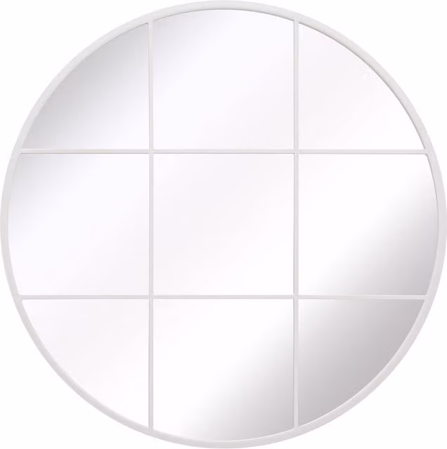 MirrorOutlet Circulus Round Hanging Mirror in White, Diameter: 100 cm
