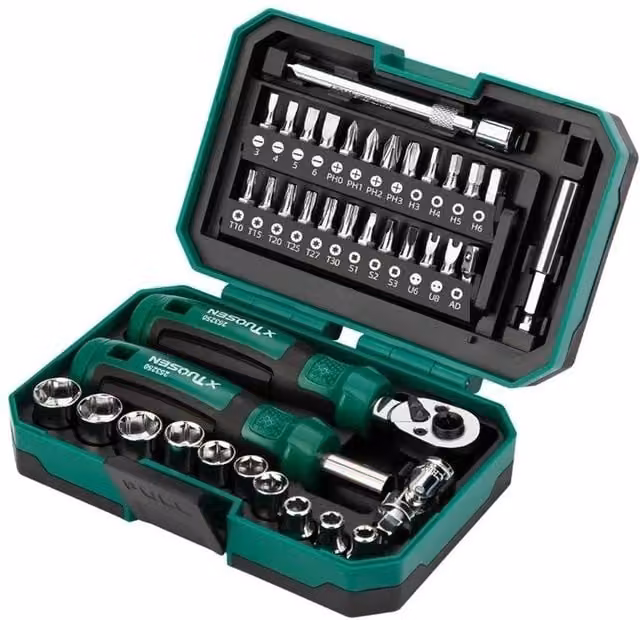 Nordara 40-Piece Small Drive Socket Ratchet Wrench and Screwdriver Set in Green – 1