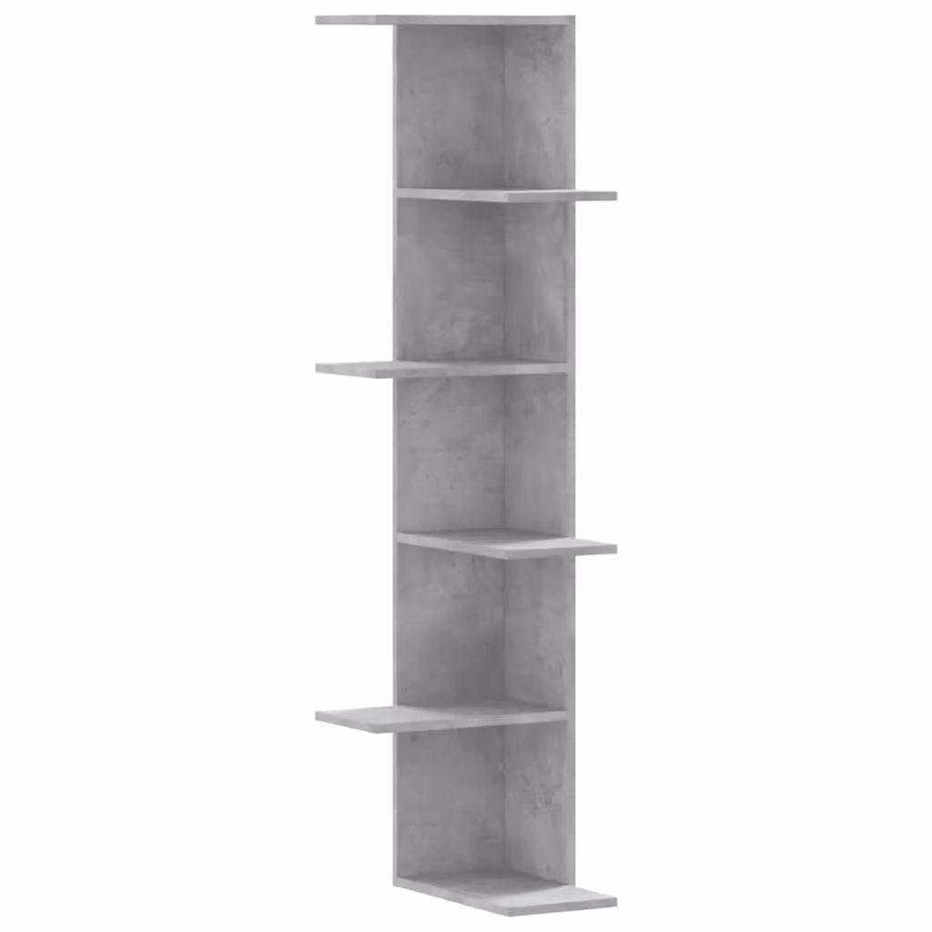 Berkfield Home Wall Mounted Corner Shelf in Concrete Grey, W/D/H: 36.5 x 36.5 x 140 cm – 2