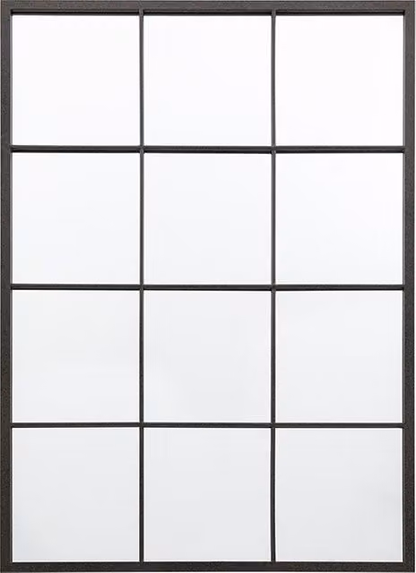 Perch & Parrow Mullion Rectangular Industrial Glass Mirror in Black