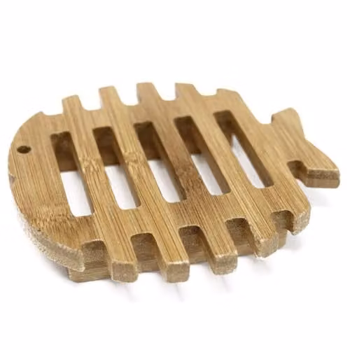 Ancient Wisdom Brown Hemu Wood Fish Soap Dish with Drainage