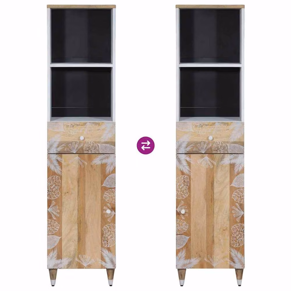 Berkfield Home Mango Wood Bathroom Cabinet in Brown, W/D/H: 38 x 33.5 x 160 cm – 3