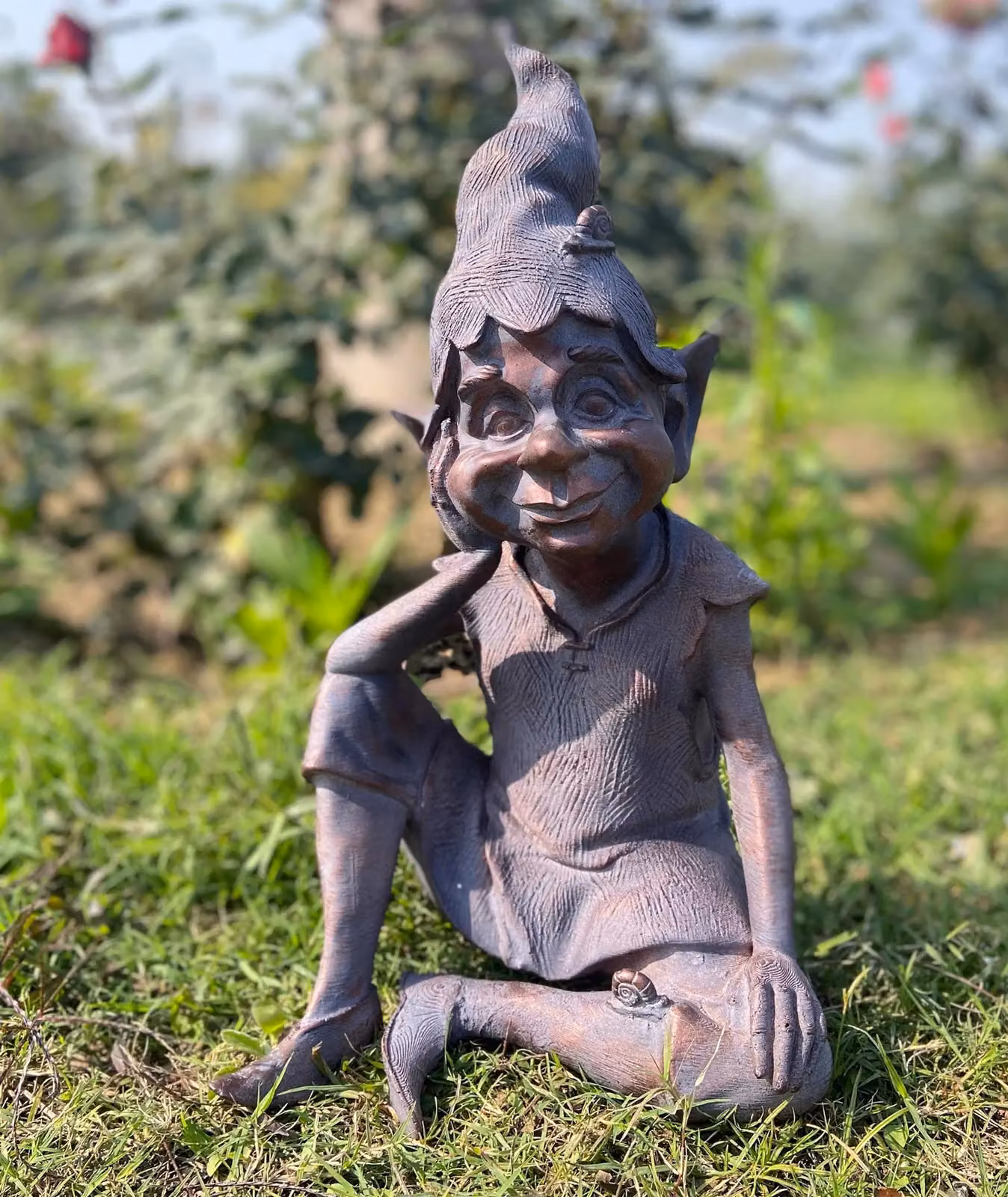 Inspirational Gifting Bronze Sitting Pixie Garden Ornament Resin Sculpture, H 24 cm x W 24 cm x D 40 cm – 2