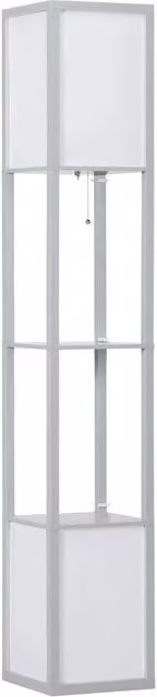 PAWNORA Modern White Metal Shelf Floor Lamp with Dual Warm White Lights, H 156 cm – 1