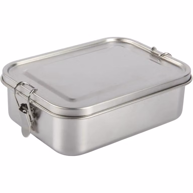 NESTLUNE 3-Piece Silver Metal Bento Lunch Box, 1150ml Stainless Steel Food Container