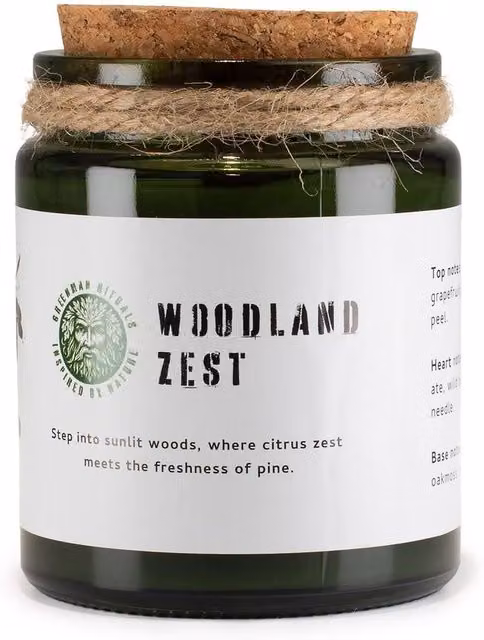 Serenityy Greenman Woodwick Soy Candle in Woodland Zest, Green, 50 g – 1