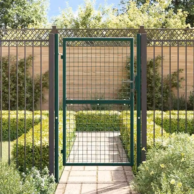 Berkfield Home Durable Steel Swing Fence Gate, Green, W: 100 cm, H: 150 cm – 1