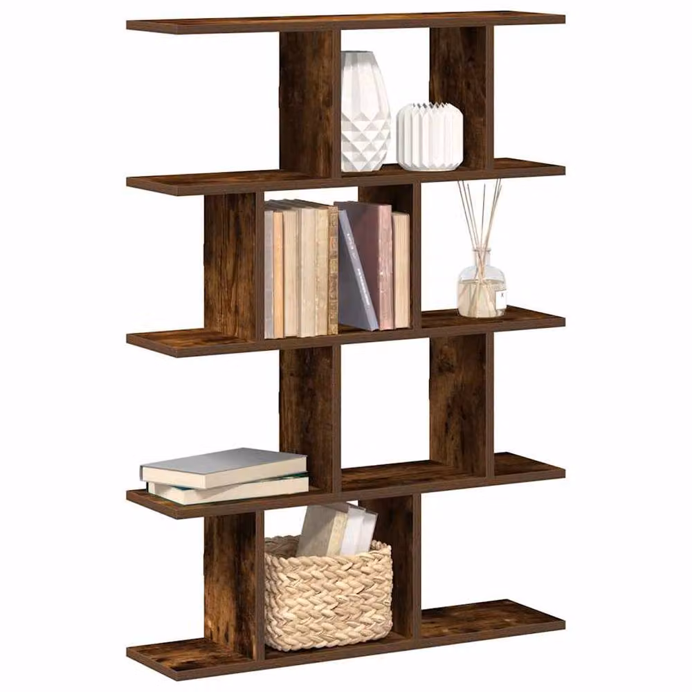 Berkfield Home Wall Mounted 12 Compartment Cube Shelf in Smoked Oak Brown – 2