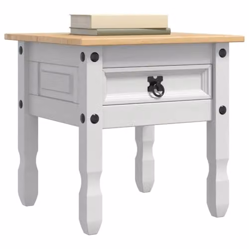 vidaXL CORONA White Solid Pine Wood End Table W/D/H: 50 x 50 x 50 cm – 1