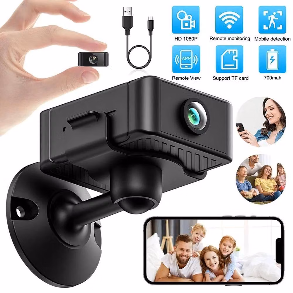 NESTLUNE Portable 1080P HD Wireless Mini WiFi Remote Camera in Black – 3