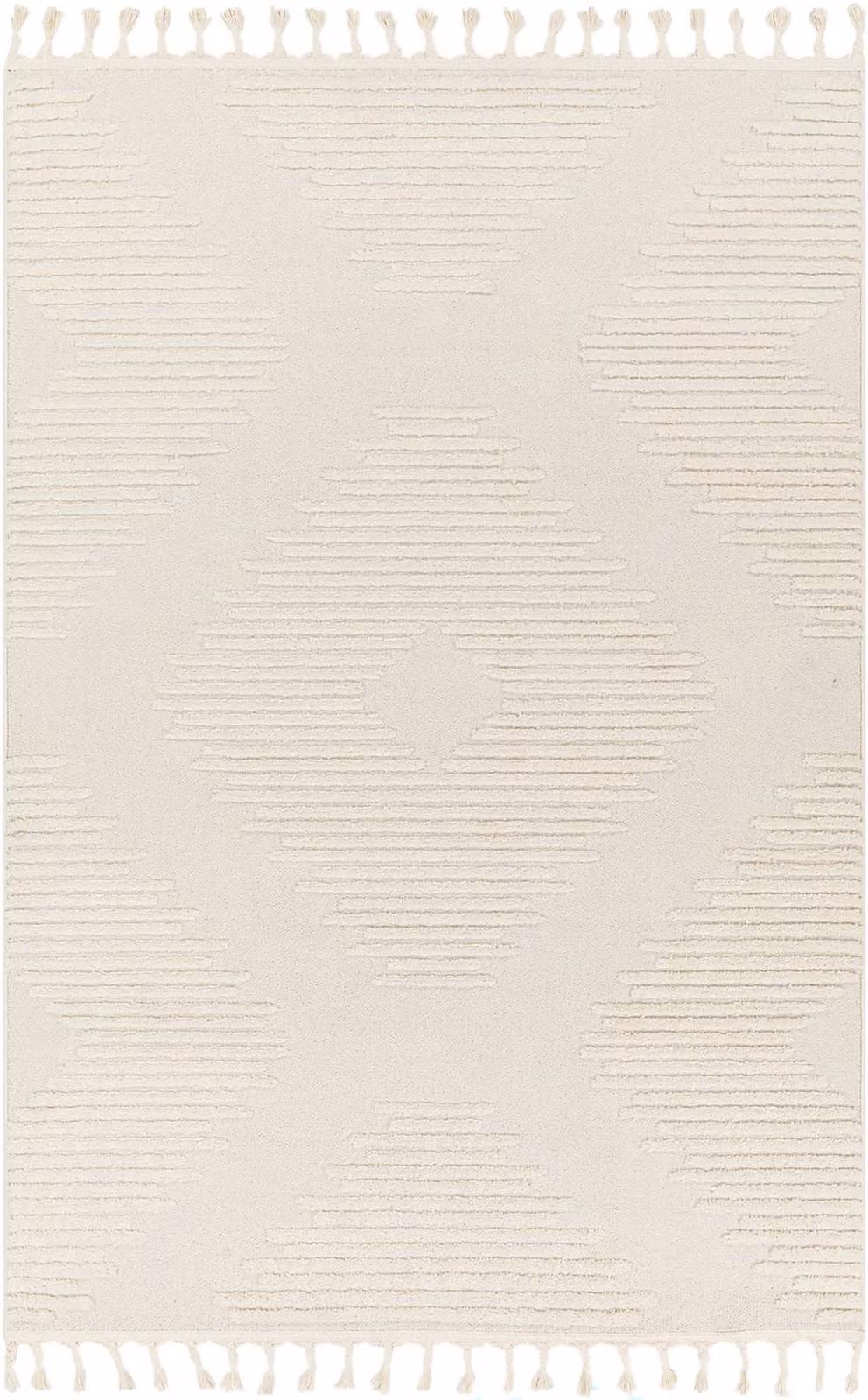 Livabliss Nora Geometric High Pile Fringe Rug in Grey and White, W: 200 cm, D: 275 cm – 2